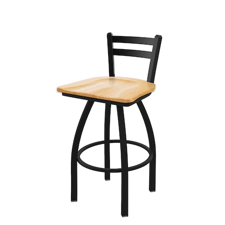 Holland Bar Stool Co 25" Low Back Swivel Counter Stool, Black Wrinkle, Nat Oak Seat 41125BWNatOak